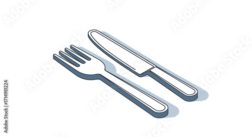 Stylized Silverware: Fork and Knife Utensils.