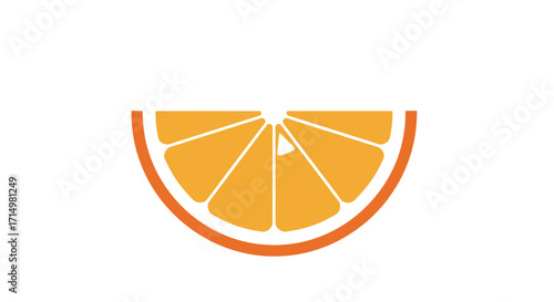 Stylized Orange Slice Illustration with Segmented Pulp and Thin Rind.