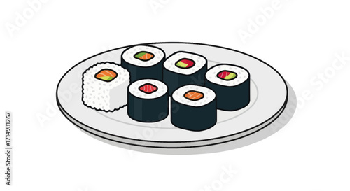 Delicious Sushi Rolls on a Plate: A Colorful Arrangement.