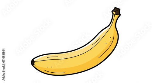 Bright Yellow Ripe Banana Fruit Illustration.