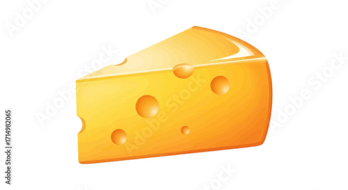 A delicious wedge of Swiss cheese with visible holes a dairy product.
