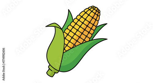 Colorful Cartoon Drawing of an Ear of Corn.