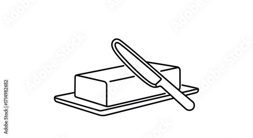 Simple Black and White Butter Stick with Knife.