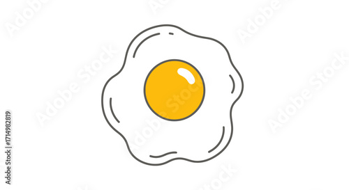 Simple Line Drawing of a Fried Egg.