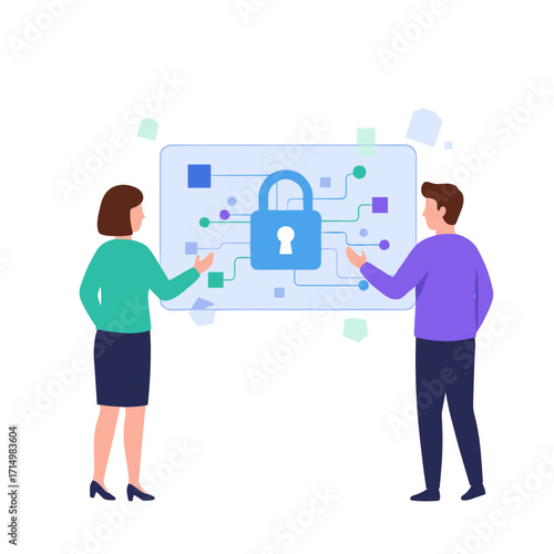 Nighttime cybersecurity analysts work in a contemporary office setting, scrutinizing data