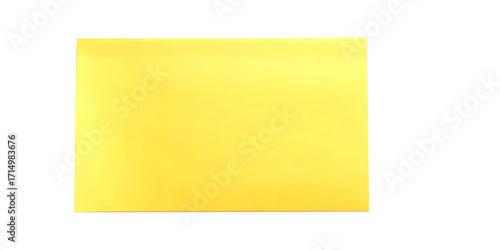 Yellow paper note blank surface isolated on a transparent background sticky note