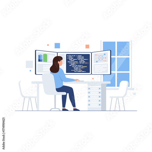 A system administrator employing  technology to boost data‑center performance, while a server‑room specialist uses AI technology to streamline operations and accurately predict potential issues