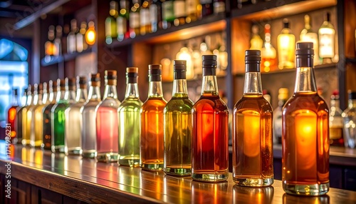 Wallpaper Mural Row of liquor bottles on a bar counter Torontodigital.ca