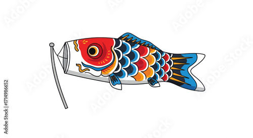 Colorful Japanese Koinobori Carp Streamer Decoration.
