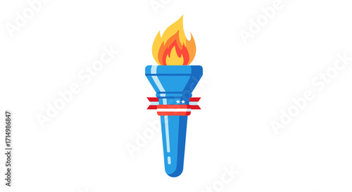 Cartoon Illustration of a Blue Torch with Flames.