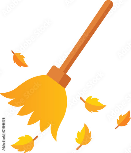 sweeping the floor vector icon for autumn Cleaning, Broom, Autumn, Springtime, Leaf.