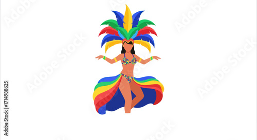 Colorful Carnival Dancer in Festive Costume.