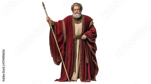 Herod the Great full body on transparent background, biblical king of Judea in royal robe and crown, New Testament figure isolated PNG.