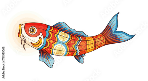 Vibrant Decorative Fish Lantern with Colorful Patterns.