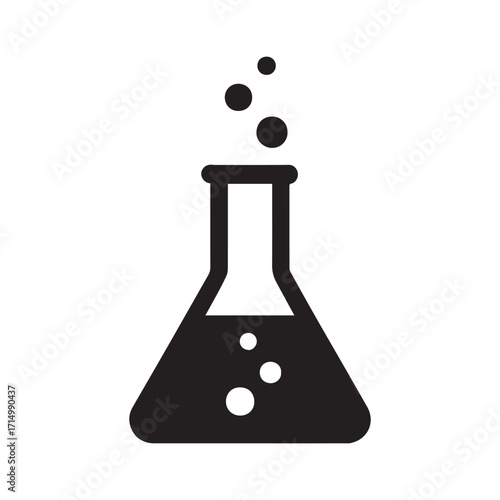 Chemical flask with bubbling liquid and rising gas bubbles representing scientific research discovery and laboratory experiment creating innovation and learning.