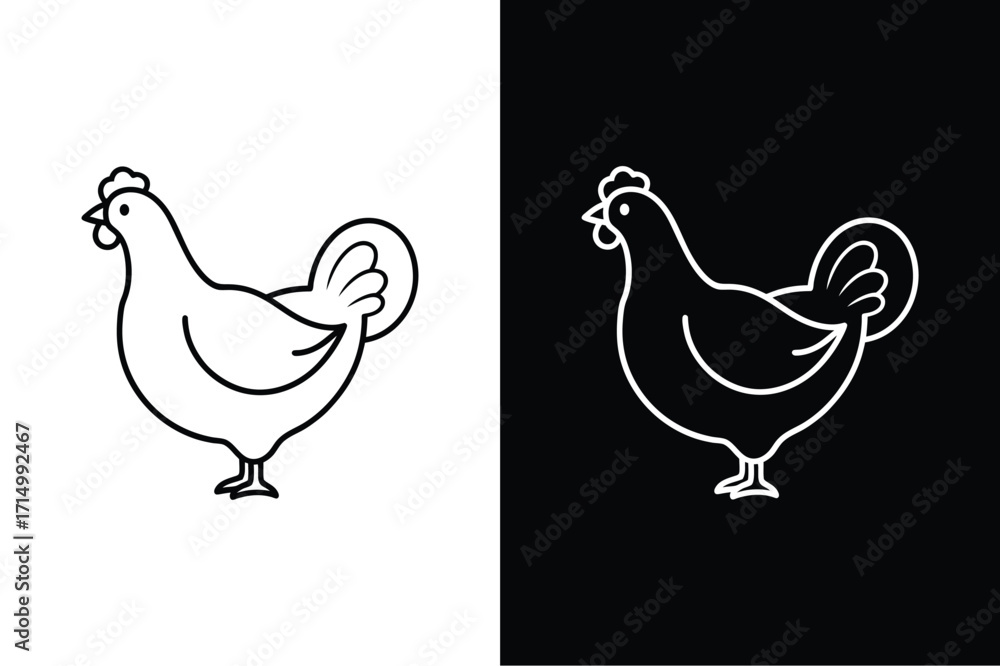 Fototapeta premium Hen flat icon vector on White Background Vector Art Illustration on white background.