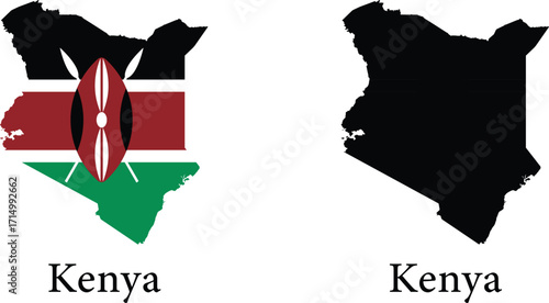 Kenya map and flag vector art