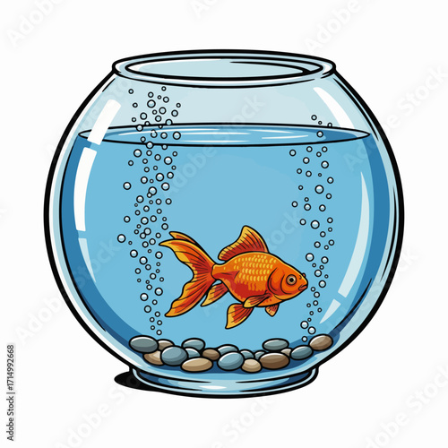Graceful Goldfish Swimming in a Clear Round Bowl Filled with Water