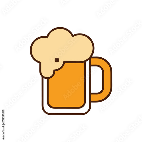 A vibrant cartoon vector of a cold pint of beer with foam in a mug, perfect for a pub or bar sign