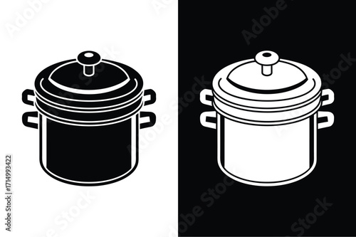 Pressure cooker flat icon vector on White Background Vector Art Illustration on white background.