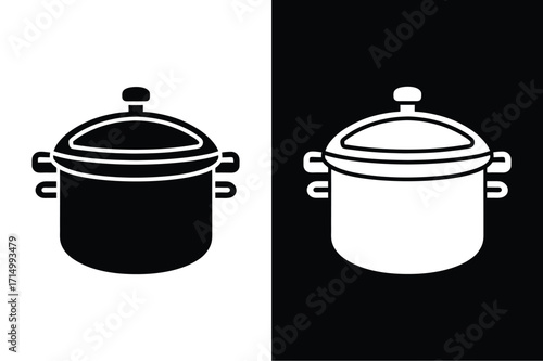 Pressure cooker flat icon vector on White Background Vector Art Illustration on white background.