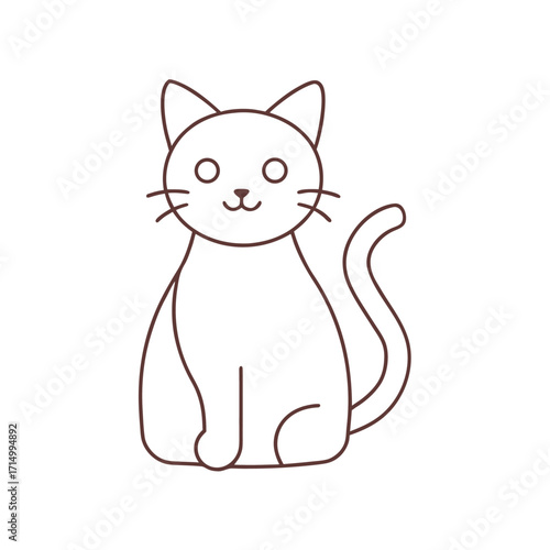 A cute cartoon black kitten with a butterfly and a bow
