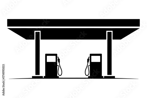 Gas petrol service station silhouette 