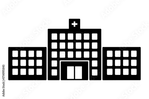 Silhouette of  hospital medical building