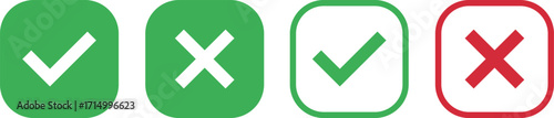 Four oval buttons showing checkmarks and crosses