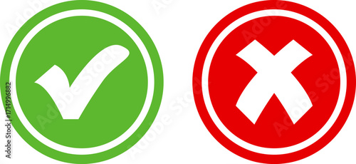Green check mark and red x symbol comparison