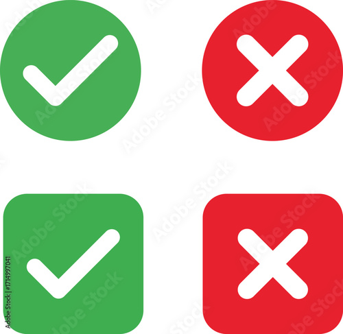 Green check marks and red cross marks icons for approval and rejection
