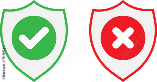 Shield icons showing approved and rejected status