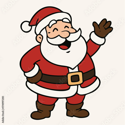 Jolly Santa Clause Greeting: A festive cartoon of Santa Claus, radiating warmth and happiness. His jolly presence brings the spirit of Christmas with a waving gesture.