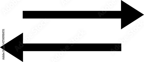 Two black arrows pointing in opposite directions