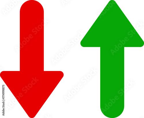 Red down arrow and green up arrow symbols