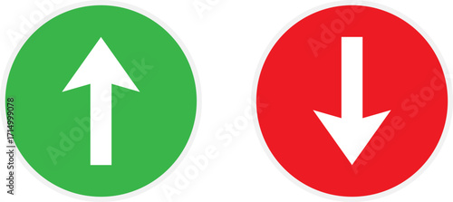 Green up arrow and red down arrow symbols