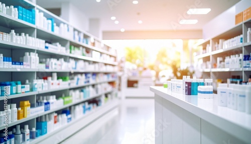 Wallpaper Mural Pharmacy Store Interior, Shelves, Medicines, Wooden Table, Healthcare, Drugs, Pills, Display, Retail Torontodigital.ca
