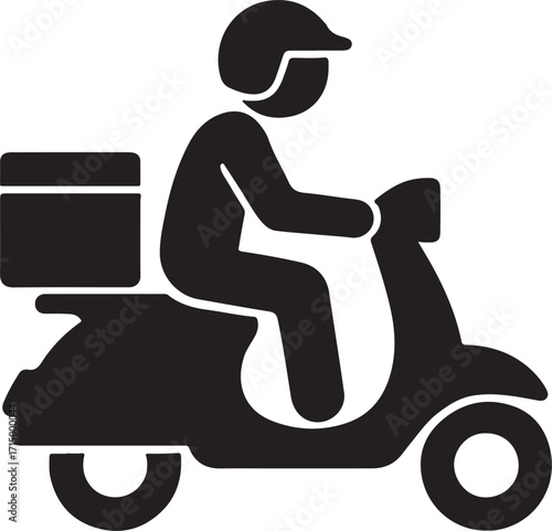 Scooter Delivery Silhouette Vector Illustration of Gig Economy Worker Icon for Food and Package Service Design