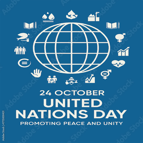 24 October United Nations Day Poster – Peace, Unity, Global Cooperation Vector Design