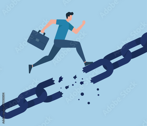 Breaking free from limitations—leaping toward growth, opportunity, and career liberation with bold resilience.