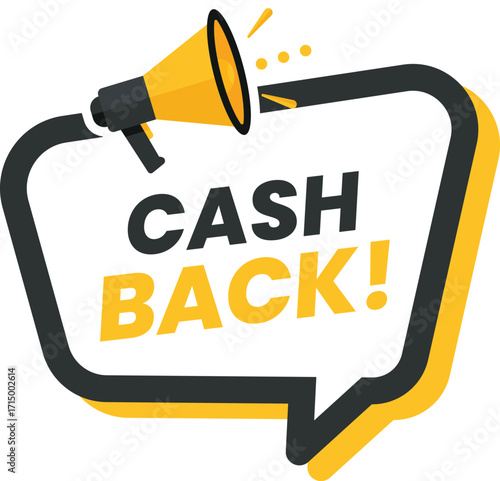 Cash Back Banner with Megaphone Vector Illustration – Ideal for Ecommerce Promotions, Online Shopping Ads, and Marketing Campaigns