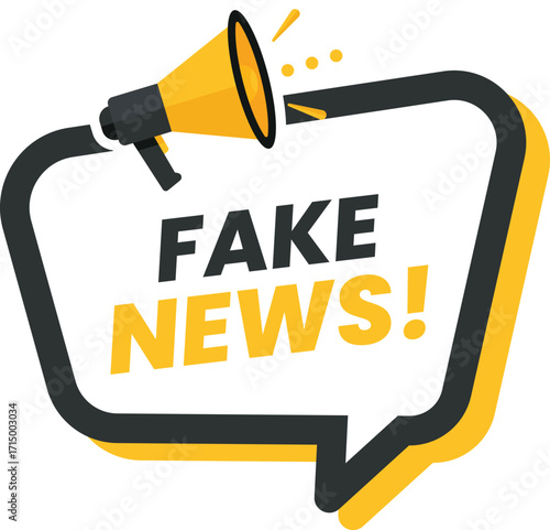 Fake News Banner with Megaphone Vector Illustration – Useful for Media Awareness, Online Campaigns, Social Media Posts, and Digital Communication