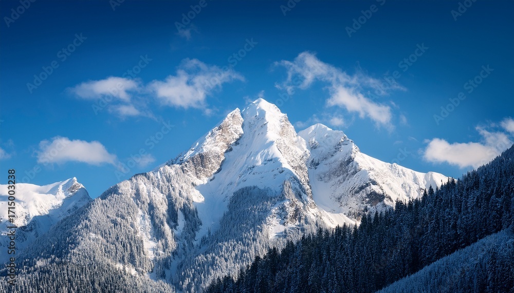 Obraz premium Winter Mountain With White Snow Peak With Sky Background
