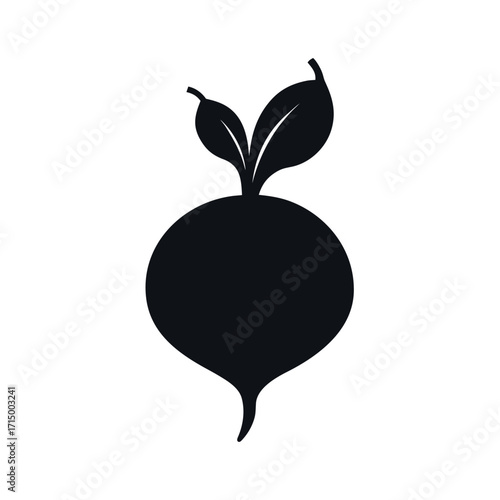 Radish Black Silhouette Vector Icon on White Background