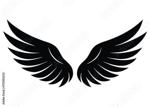 angel wings silhouette vector art icon