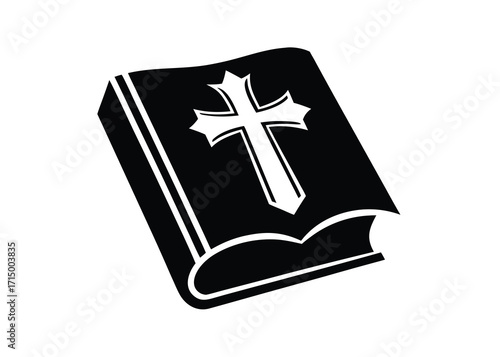 bible with cross silhouette vector art icon