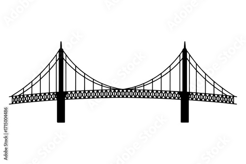 Silhouette of  suspension bridge structure