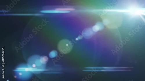 Cinematic Rainbow Spectrum Lens Flare Moving Across a Dark Screen with Glowing Bokeh