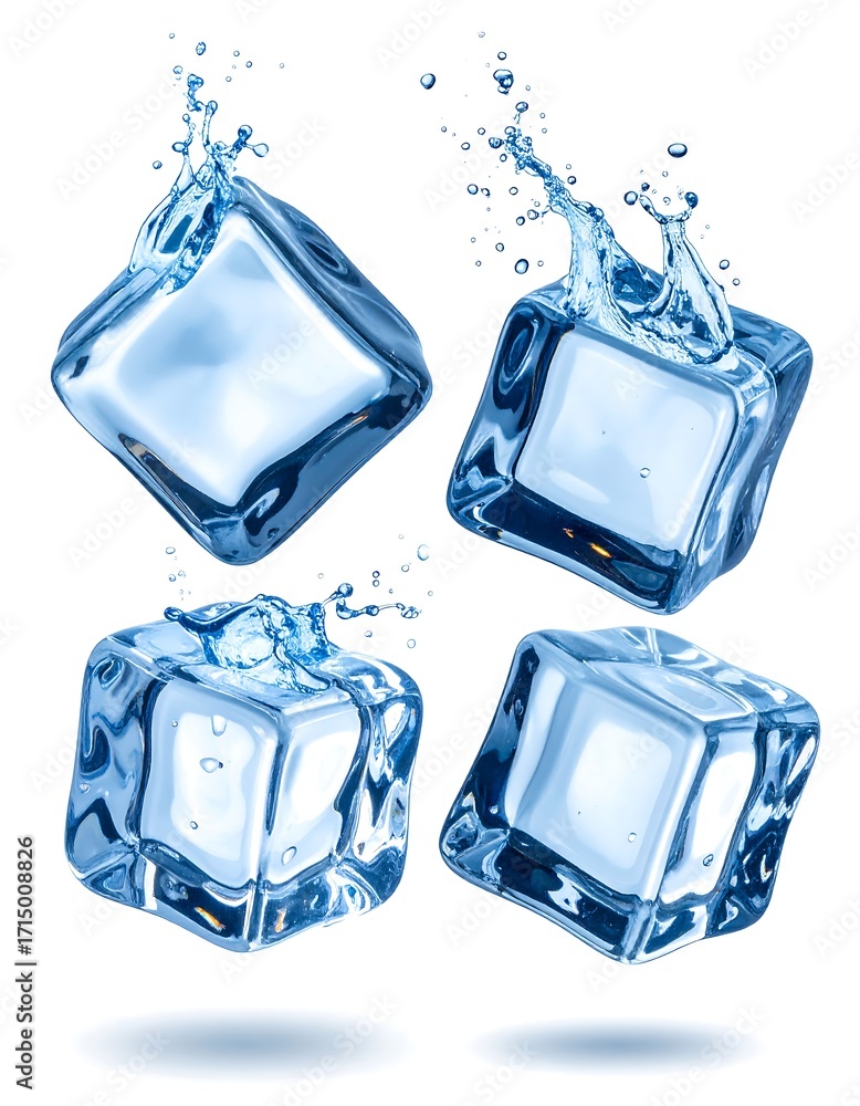 Obraz premium Ice cubes in water splashes
