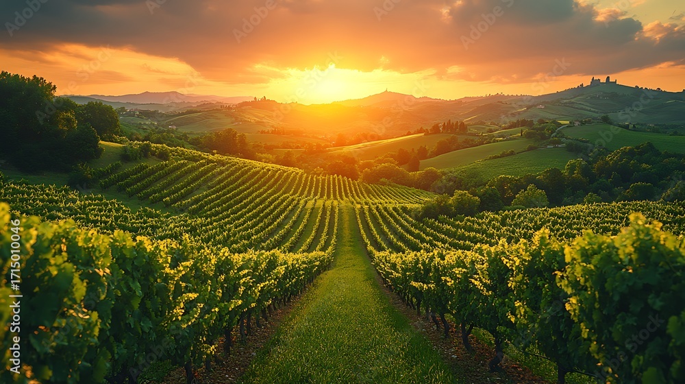 Fototapeta premium Vineyards at sunset